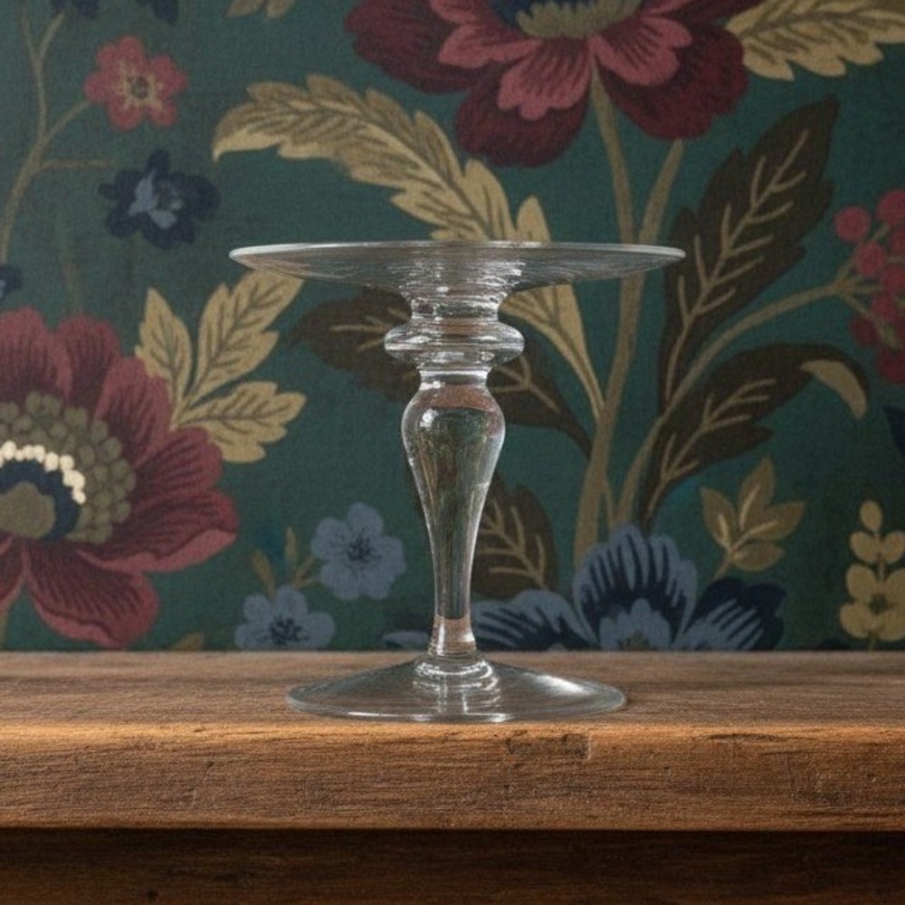 Princess House Heritage Crystal Candlestick, Etched Floral Glassware, 5" Tall